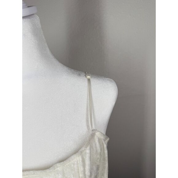 Vtg Y2k Victorias Secret White Velvet Tank Top Sz M Coquette Cottagecore Angel - Picture 2 of 7
